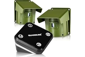 Guardline 1320 Foot Range Wireless Driveway Alarm [2 Motion Detector Alarm Sensors & 1 Receiver] Weatherproof Outdoor Security Alert System for Home & Property