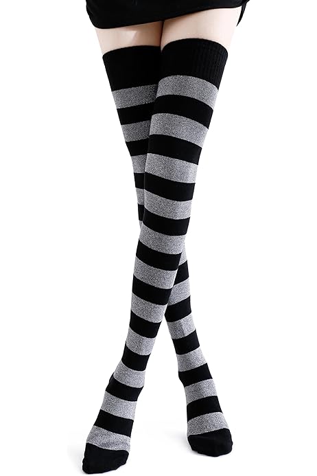 DRESHOW Chaussettes Hautes Montantes Chaussettes De Genoux Longues Cuisse Chaussettes Montantes Gants Sans Doigts Pour Filles Et Femmes