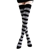 Kayhoma Extra Long Cotton Stripe Thigh High Socks Over the Knee High Socks