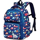 VASCHY Toddler Backpack for Boys, Kids Cute Kindergarten Daycare Children 7L Small Backpack Bookbag for School Travel Bluey Vehicles