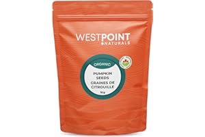 Westpoint Naturals, Organic Pumpkin Seeds, Raw, No Shell, Unsalted, 1Kg
