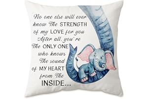 KISJO Mother Baby Elephant Pillow Case Cover - No One Else Will Ever Know The Strength of My Love for You 18''x18'' Decorative Bedroom Living Room Gift for Housewarming Birthday Chtistmas