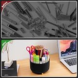 Marbrasse 360 Degree Rotating Desk Organizer with 5 Compartments Dark view 7