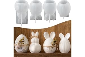 Easter Resin Mold Rabbit Easter Egg Casting Moulds Silicone Casting Candle Mold Easter Candle Making Molds (4pcs)