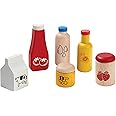 PlanToys Wooden Food and Beverage Kitchen Playset (3432) | Sustainably Made from Rubberwood and Non-Toxic Paints and Dyes