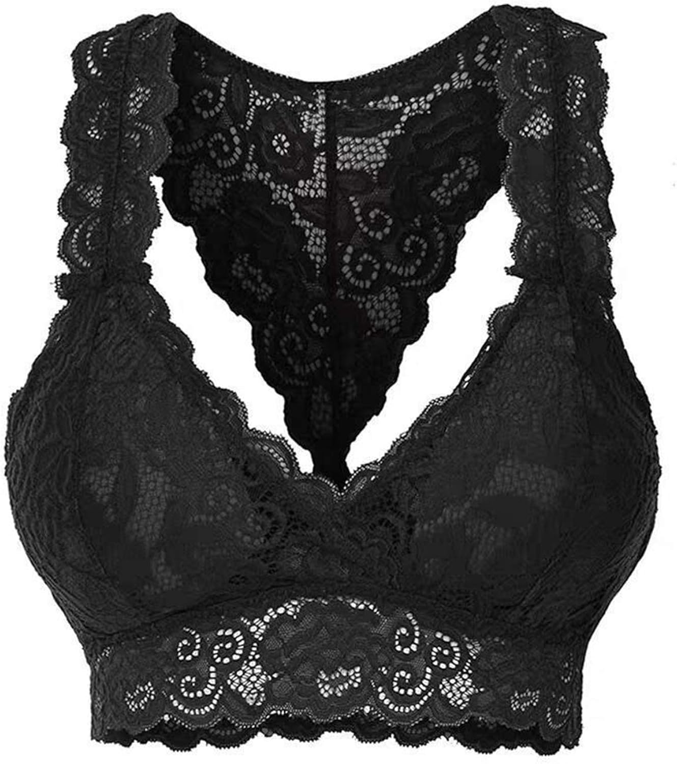 Women's Lace Bra Without Underwire Push Up Padded Fullcup V Neck Bra