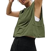 HUGOOME Women Workout Tank Tops Oversized Crop Sleeveless Tee Loose Fit Boxy Basic Yoga Active Summer T Shirts Gym 2026