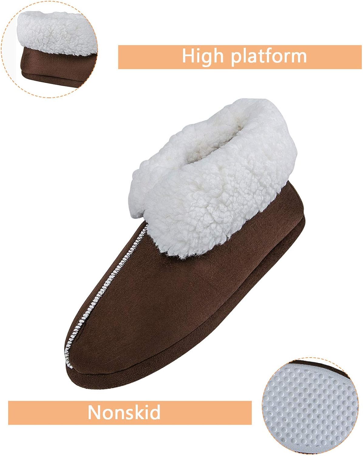 Indoor Slippers Warm Memory Foam Boots Slipper for Men Women JACKSHIBO Men Women Slippers