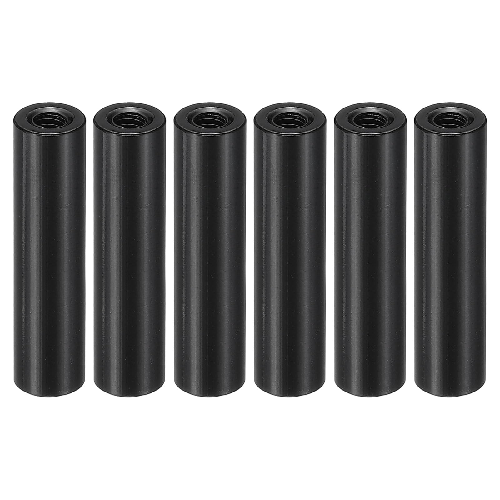 PATIKIL 6pcs M3 Metal Threaded Standoff Spacer Nuts, Round Aluminum Spacers Female Coupling Screws, 1/8" ID x 1/4" OD, Black 3x6x25mm — image 1