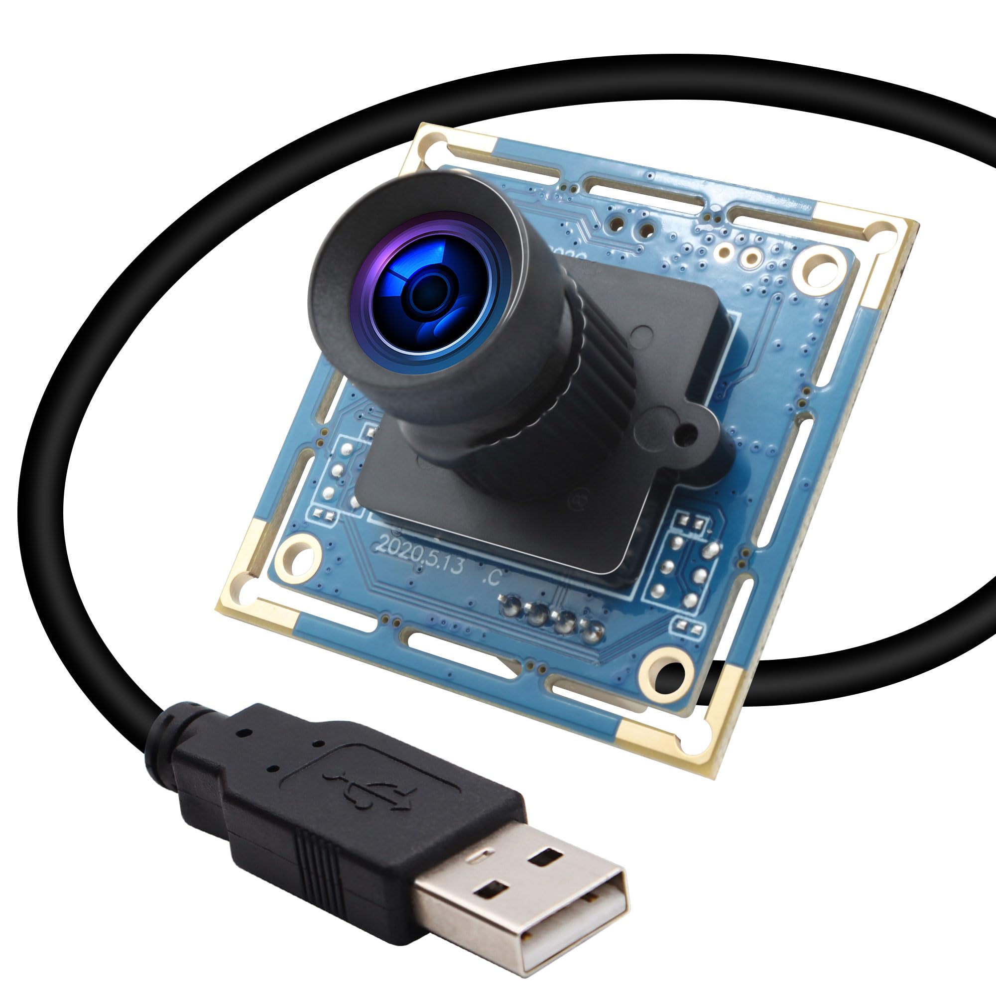 ELP 8MP USB Camera with 75° No Distortion Lens, Full HD 2448P, IMX179 Sensor, UVC Compatible for Mac/Linux/Raspberry Pi PC