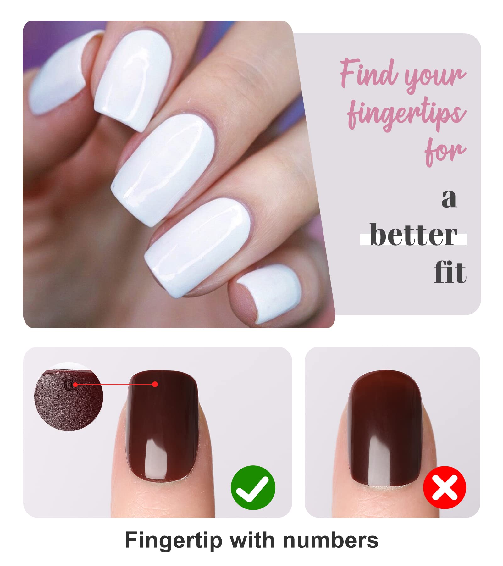 Morily Press on Nails - White Fake False Nails Short Square for Women, Solid Color Glossy Squoval Stick on Fingernails with Adhesive Tabs - 24Pcs in 12 Sizes - Image 5