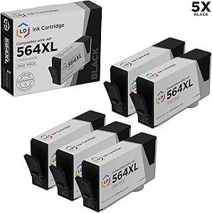 LD Remanufactured Ink Cartridge Replacement for HP 564XL CN684WN High Yield (Black, 5-Pack)