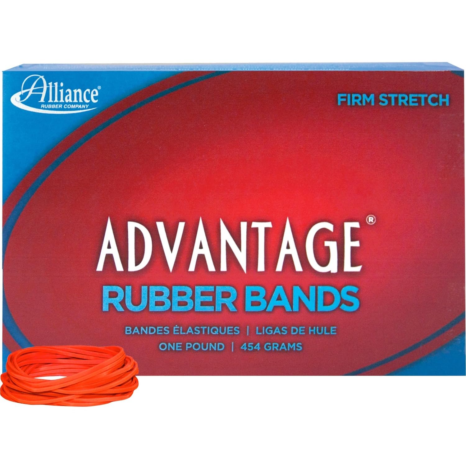 Alliance Rubber 96165 Advantage Rubber Bands Size #16, 1 lb Box Contains Approx. 1800 Bands (2 1/2" x 1/16", Red)