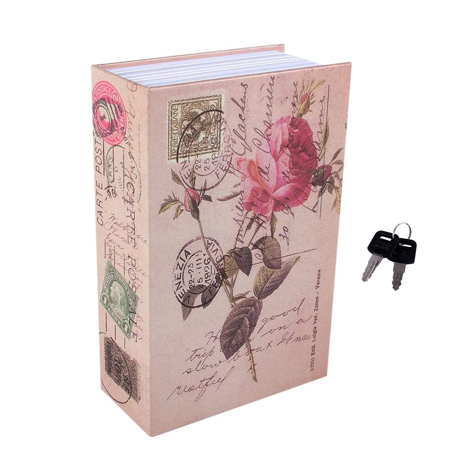 Security Safe Book,Diversion Storage Box,Real Book Safe Hidden Boxes,Portable Security Key Locker, Hidden Safes For Home (9.6"*6.3"*2.3")-Rose