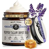 Organic Beef Tallow for Skin - 4 OZ (Lavender) — Grass Fed Beef Tallow for face + Body — US-Made Whipped Tallow and Honey Balm Moisturizer for Dry and Sensitive Skin, Eczema, Rosacea (No Additives)
