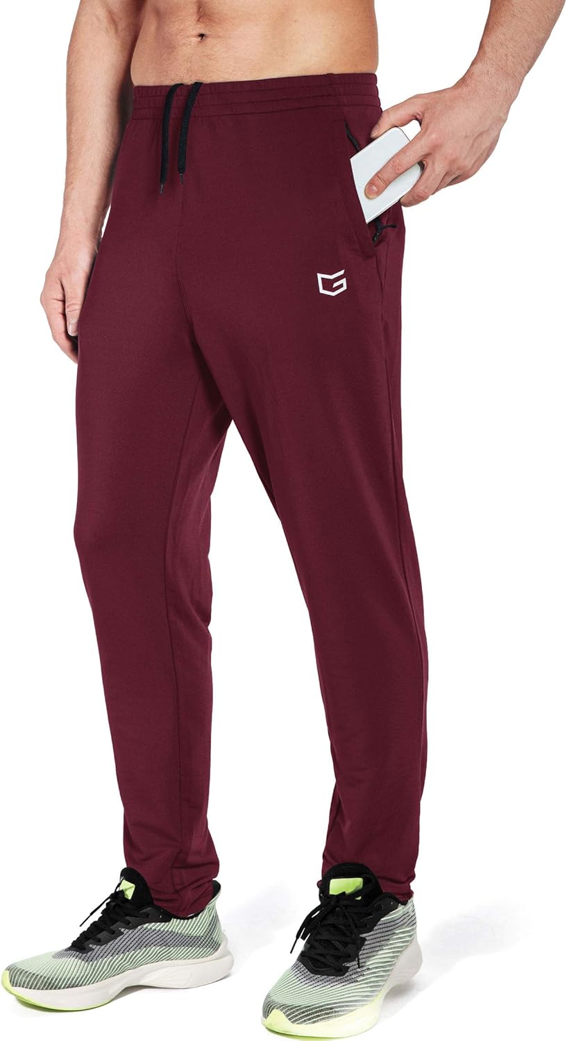 G Gradual Men's Sweatpants with Zipper Pockets Tapered Track Athletic Pants for Men Running, Exercise, Workout: Clothing