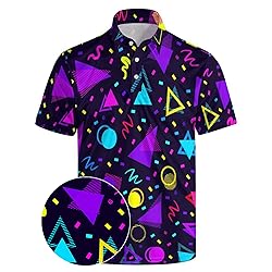 Xdceu Men’s Golf Polo Shirts Retro 80s Print Mens
