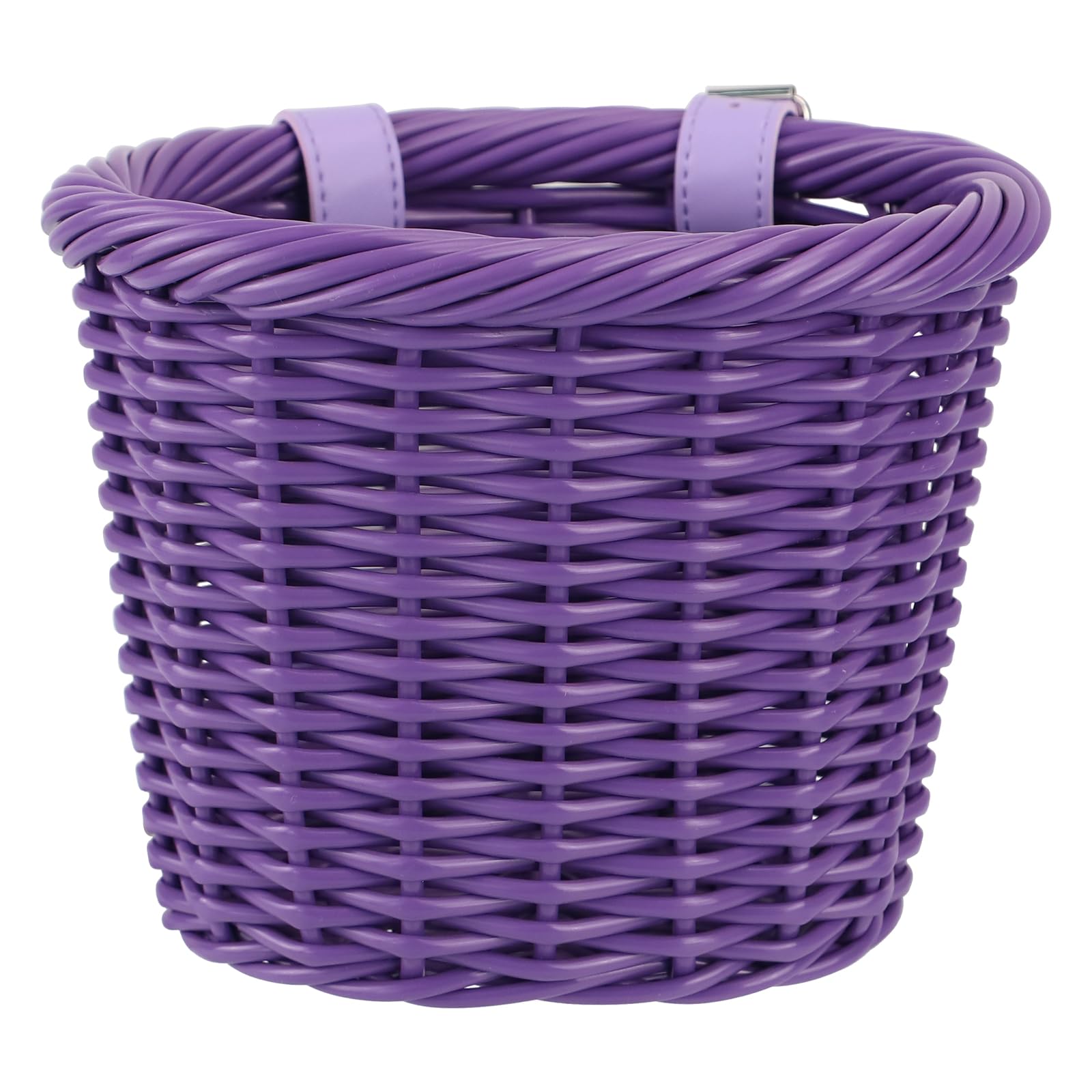 MEGHNA Children's Bicycle Basket, Front Braided Baskets for Girls, Adjustable Bicycle Basket with Leather Straps, Mini Handlebar Basket for Children's Bicycle, Purple