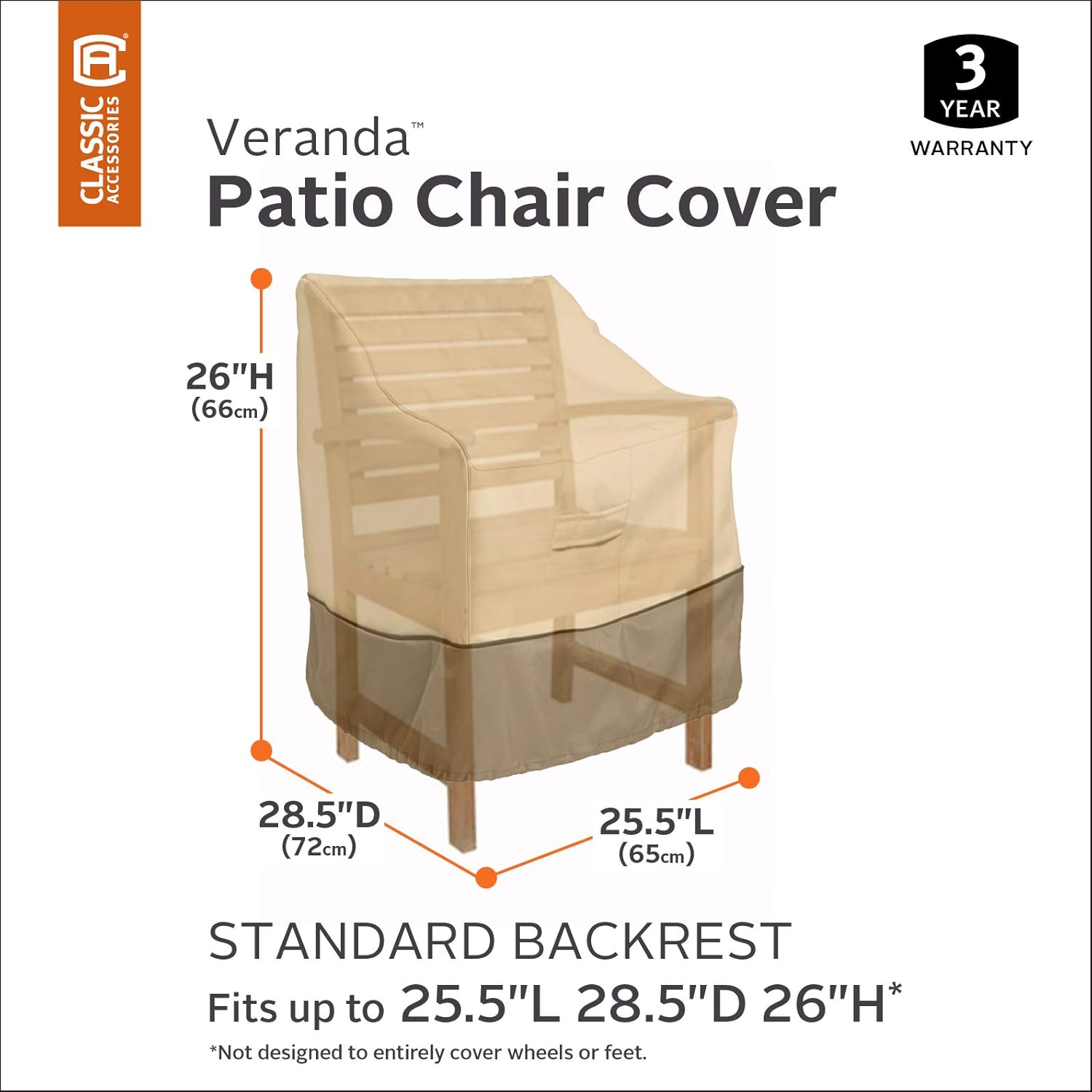 Classic Accessories Veranda Water-Resistant 25.5 Inch Patio Chair Cover, 4-Pack : Garden & Outdoor