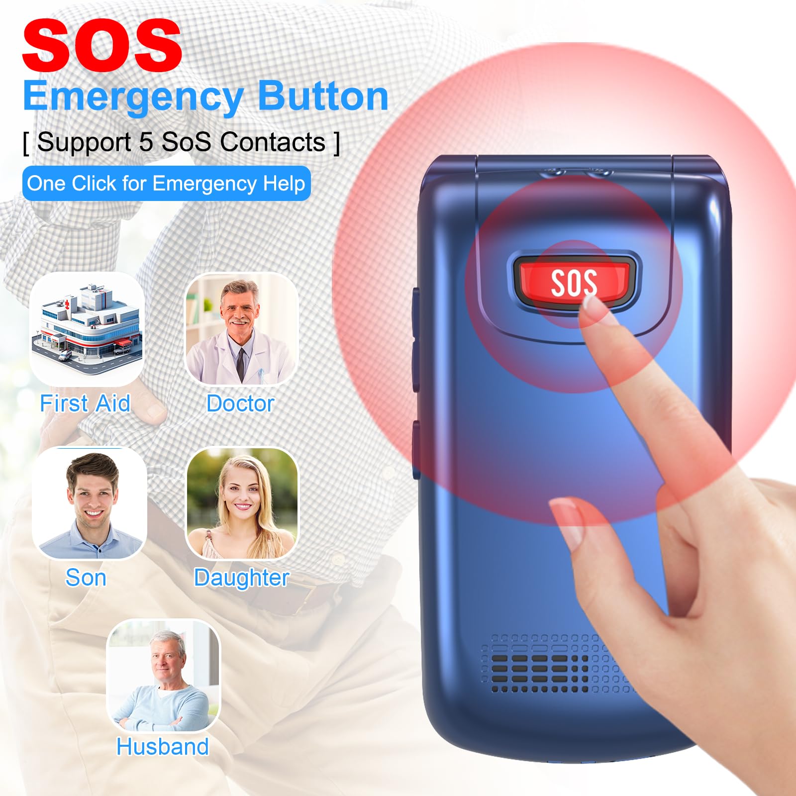 4G Senior Mobile Phone Simple for Elderly, Basic Cell Phone with Large Buttons, Flip Phone, Unlocked Senior Mobile Phone with 2.4