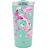 Drinco - 20 oz Stainless Steel Tumbler | Double Walled Vacuum Insulated Mug With Lid, 2 Straws, For Hot & Cold Drinks (20oz Butterfly)