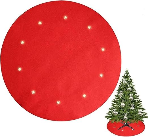 Amazon Com Juegoal Reversible Christmas Tree Stand Mat With 10 Led Star Lights Battery Operated 8 Lighting Modes Christmas Tree Floor Protector 40 Inches Light Up Xmas Tree Pad Holiday Party Decorations Red