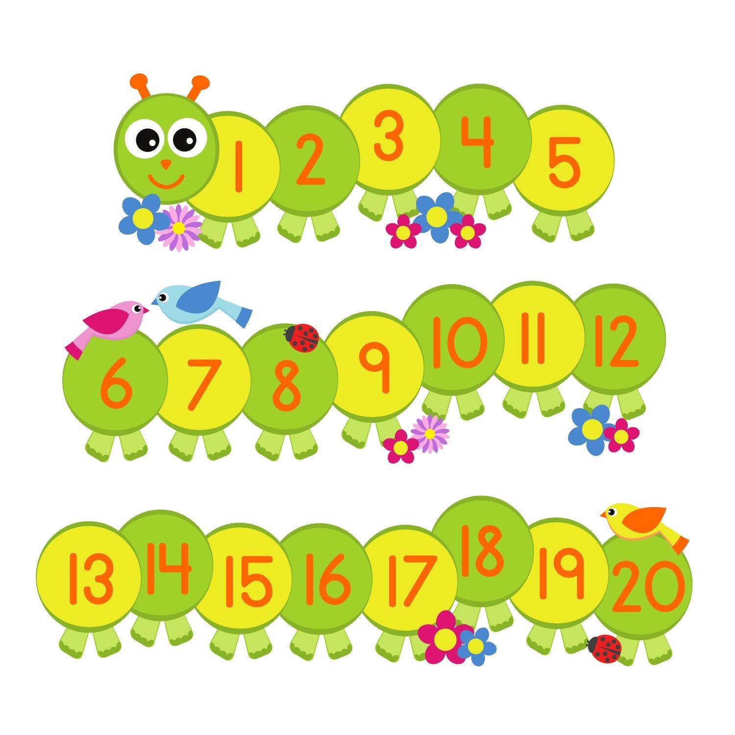 Caterpillar Number line Wall Sticker (Regular Size)