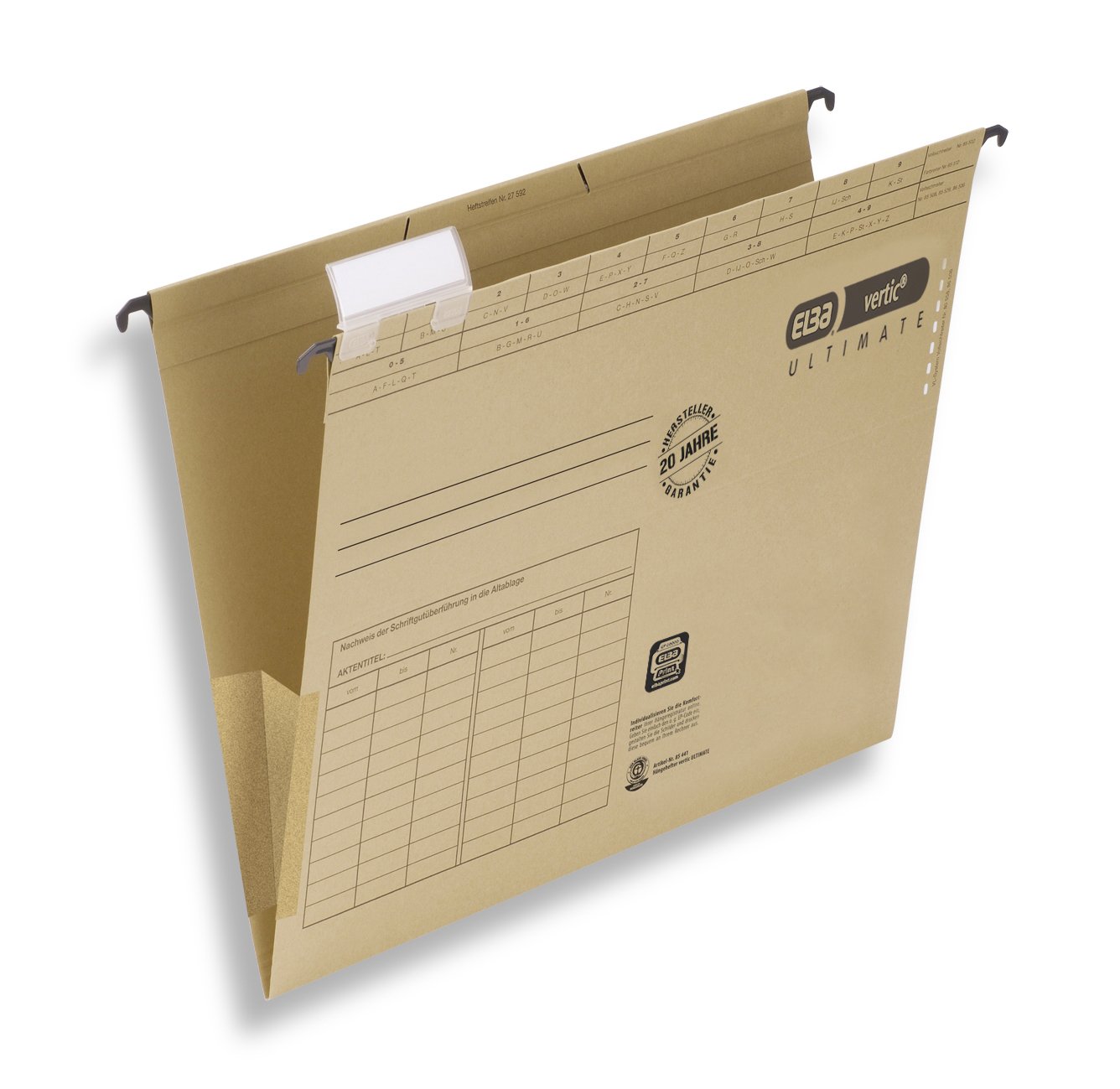 Elba Vertic 1/85443 Suspension Files 250 x 318 x 6 mm Natron 230 g/m² Pack of 25