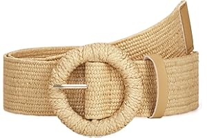WAIST WOW Straw Woven Elastic Belt for Women Stretchy Belts for Dress Fashion Boho Belt Rattan Waist Belt Raffia Ladies Belt