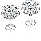 Gemtailor Moissanite Stud Earrings Heart Flower Cluster Earrings 925 Sterling Silver D Color VVS1 Round Cut Earrings Hypoallergenic Moissanite Jewelry Gift for Women and Men