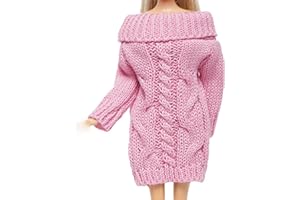 BJDBUS Pink Winter Turtleneck Sweater Clothes for 11.5 inch Girl Doll Accessories