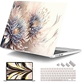 DONGKE for M4 MacBook Air 13.6 Inch Case 2025 2024 2023 2022 Model A3240 A3113 A2681 M3 M2 Chip, Plastic Hard Shell Case Cover with Touch ID for MacBook Air 13 Inch M4 - Beautiful Flower