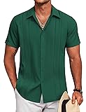 COOFANDY Mens Linen Button Down Shirt Short Sleeve