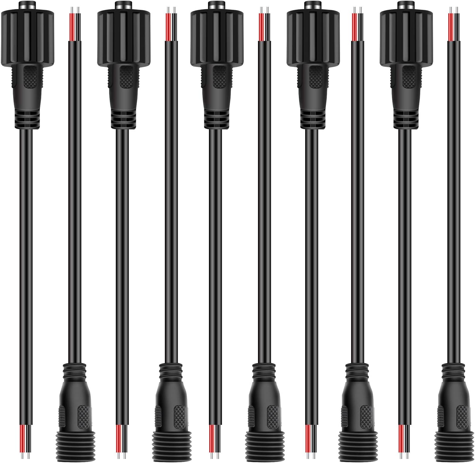 LEDNeighbor Waterproof Connector 2 Wire, DC Connector Female Male 5.5x2.1mm, 2Pin 7.5Inch Extension Cable for Outdoor Rainproof LED Strips Light and CCTV Camera (5Pairs)