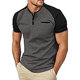 Sailwind Men's Cotton Henley Short Sleeve Casual T-Shirts with Pocket