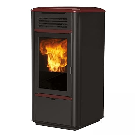 Termoestufa de pellet EDILKAMIN MITO IDRO 13 kW Acero Burdeos