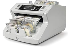 Safescan 2210 Money Counter Machine with Counterfeit Detection, Multi-Currencies, Add/Batch Modes, LCD-Display, High-Speed Counts and Sorts 1,000 bills per minute, 2 Point Counterfeit Check