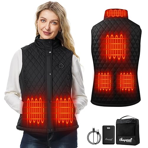 CHAPAREL Women Heated Vest with Battery Pack, 16000mAh 7.4V Smart Rechargeable Heated Vests, Electric Lightweight Heating Vest Jacket