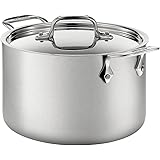 All-Clad BD552043 D5 Brushed 18/10 Stainless Steel 5-Ply Bonded Dishwasher Safe Soup Pot with Lid Cookware, 4-Quart…