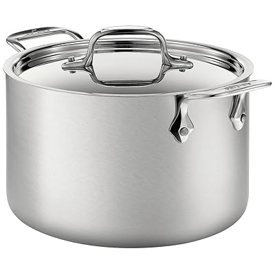 All-Clad BD552043 D5 Brushed 18/10 Stainless Steel 5-Ply Bonded Dishwasher Safe Soup Pot with Lid Cookware, 4-Quart, Silver