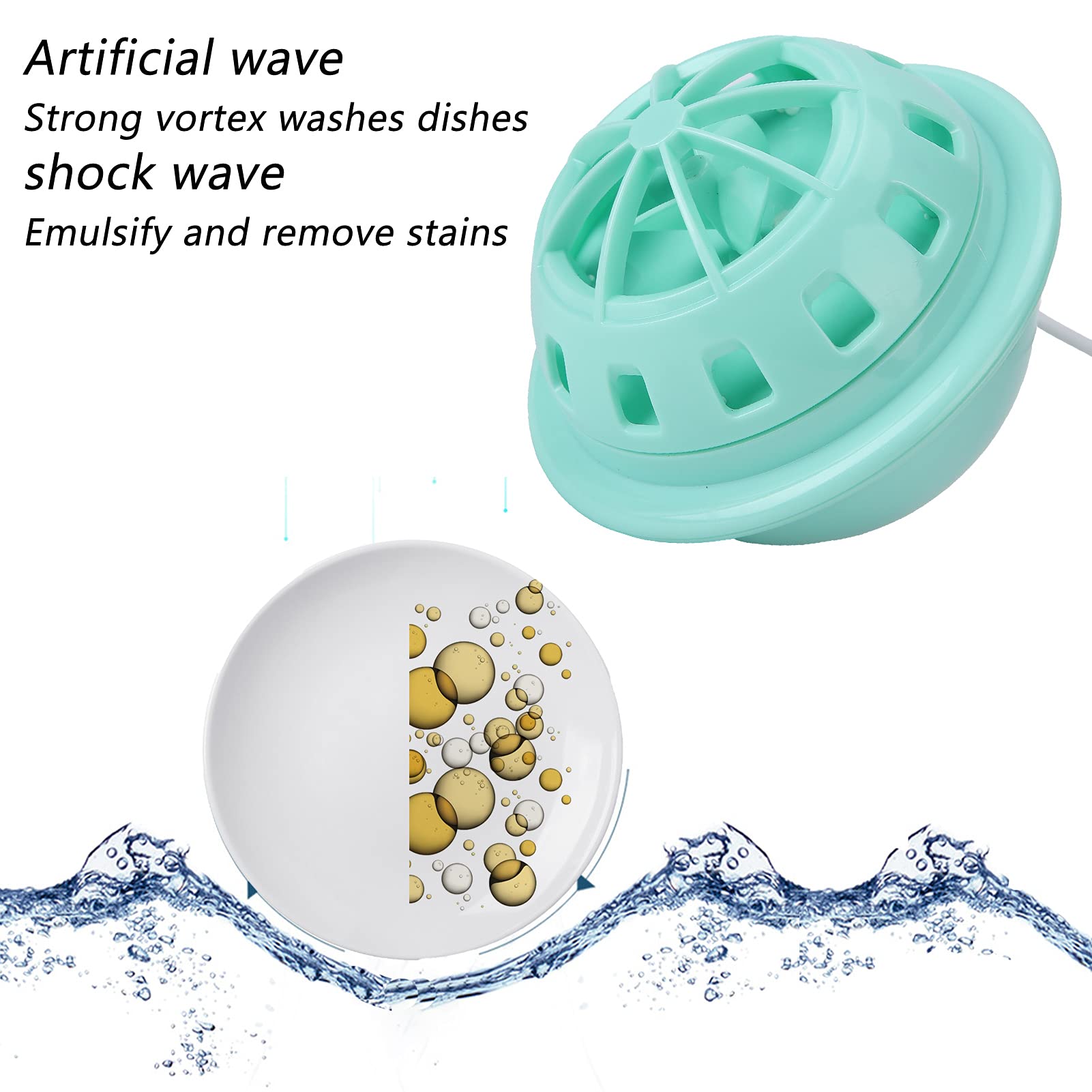 USB Dishwasher, Dish Washing Machine Household Kitchen Supply 15 Minutes Quickly Remove To Dishware Fruit Vegetable(green)