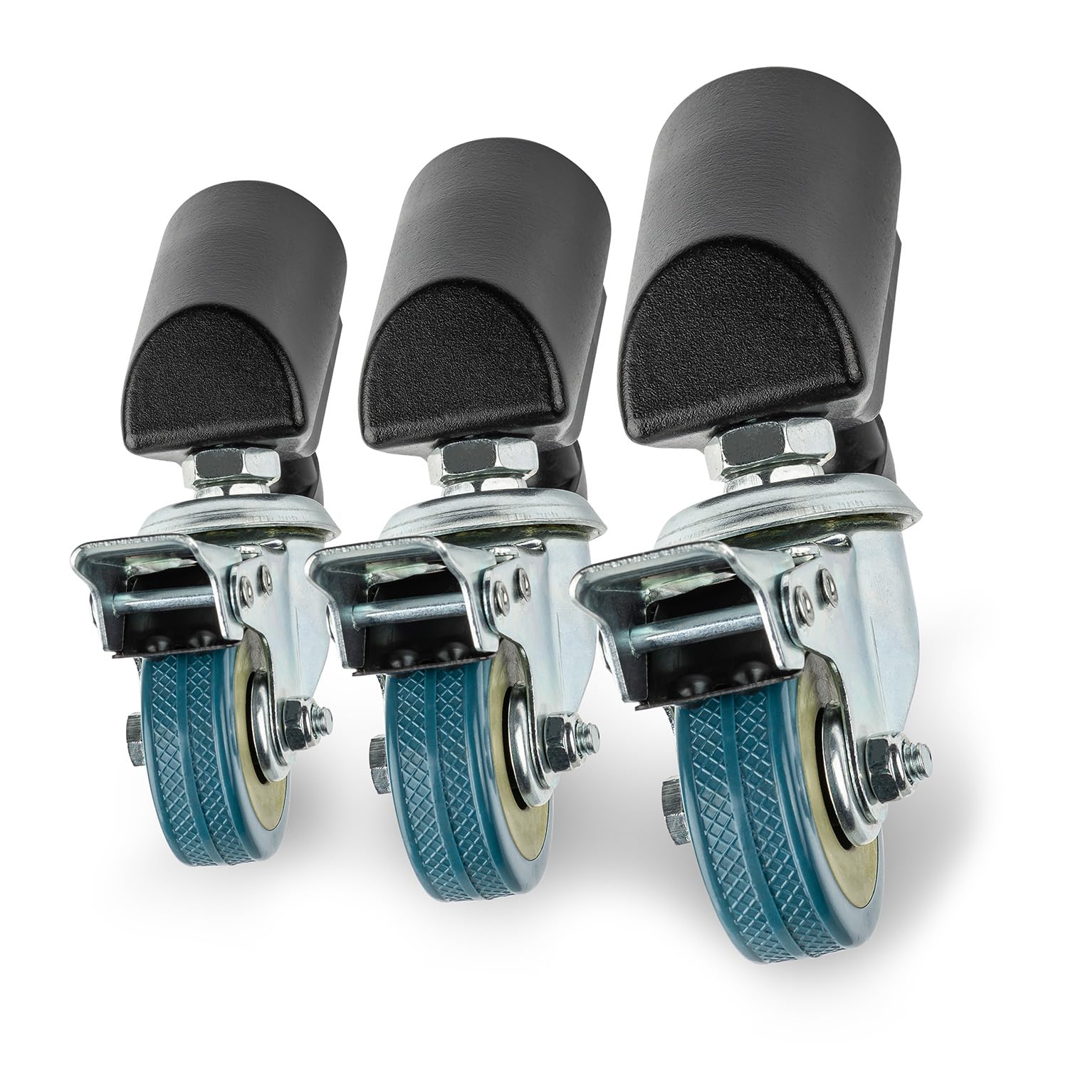 Walimex pro tripod castors Pro set of 3 – swivel castor set – full metal, Ø 50 mm – rubber tread and brake – for tripod legs Ø 18–23 mm, black