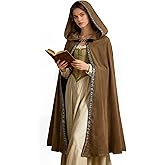 UQJE Medieval Cloak with Hood Wizard Cloak Halloween Renaissance Hooded Cape for Man and Women