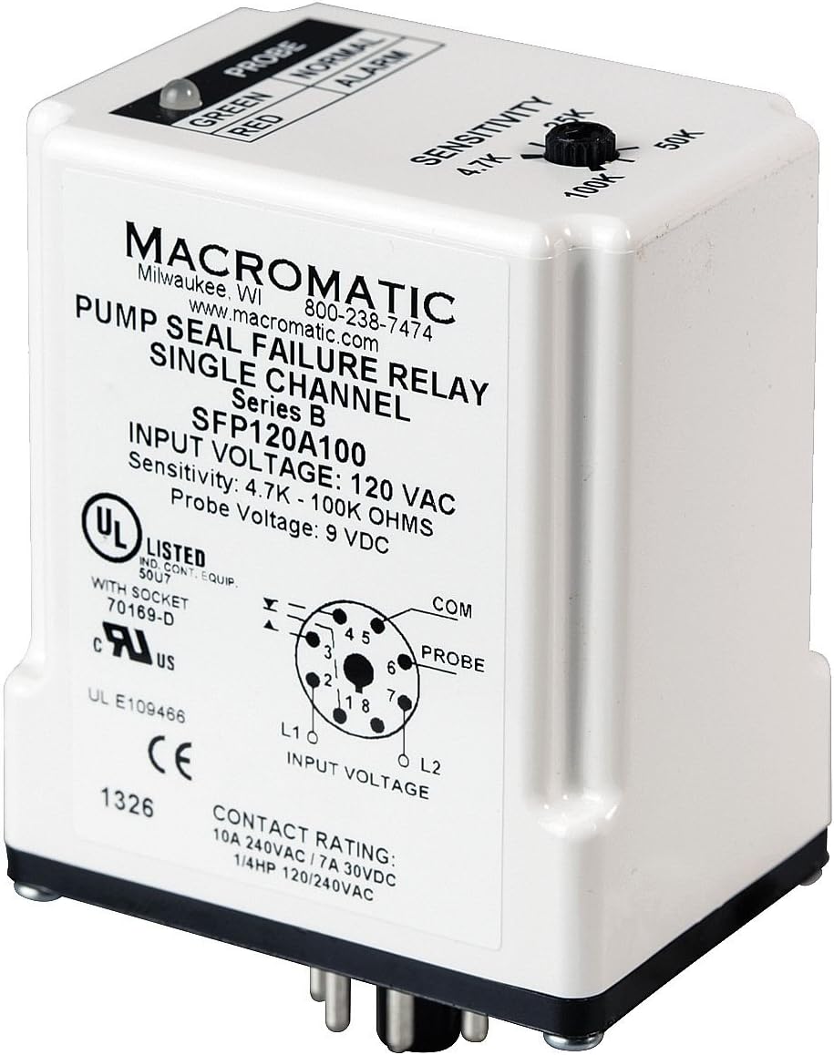 Macromatic Pump Seal Failure Relay SPDT 8Pin 120VAC Automotive