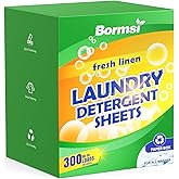 BORMSI Laundry Detergent Sheets Fresh Scent 300 Loads No Plastic Jug, Home Laundry Sheets for Family150 Count