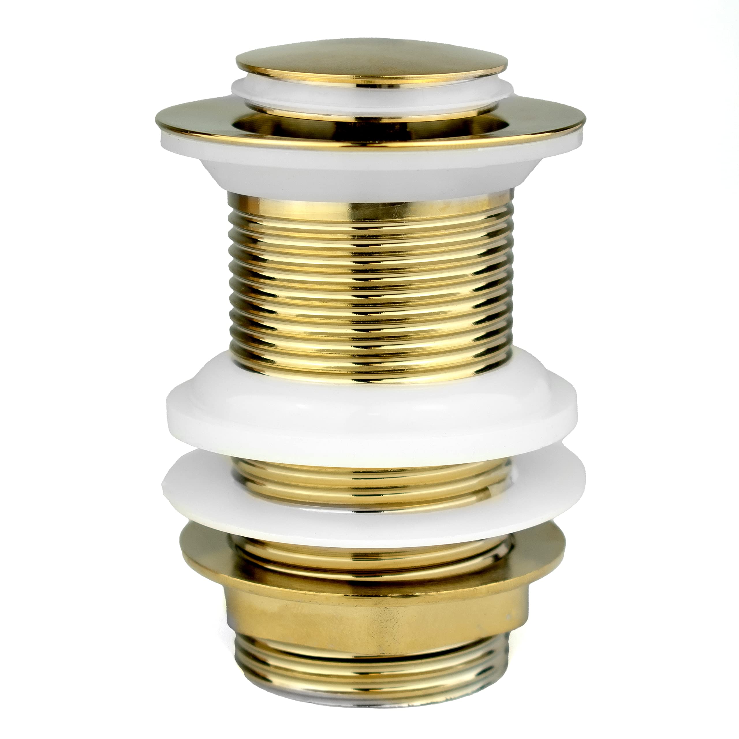 Xcel Home Gold Click Clack Basin Waste – Unslotted Pop-Up Sink Plug – Polished Gold Finish Brass Construction – Suitable for Basins Without Overflow​ — image 1