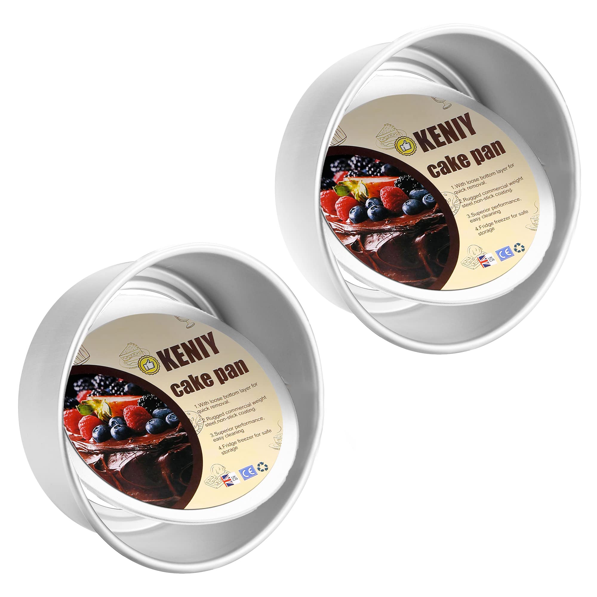 KENIY 2 Pack 9-Inch Non-Stick Deep Aluminum Round Cake Pan with Removable Bottom for Wedding/Birthday/Christmas Cake Baking Round Cake Tin Set with Loose Base (9 inch)