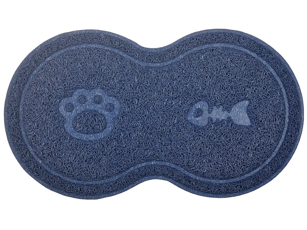 8-Shaped Cat Pet Litter Tray Mat,Kitty Litter Rug,Doormat,46x26 cm (Navy)