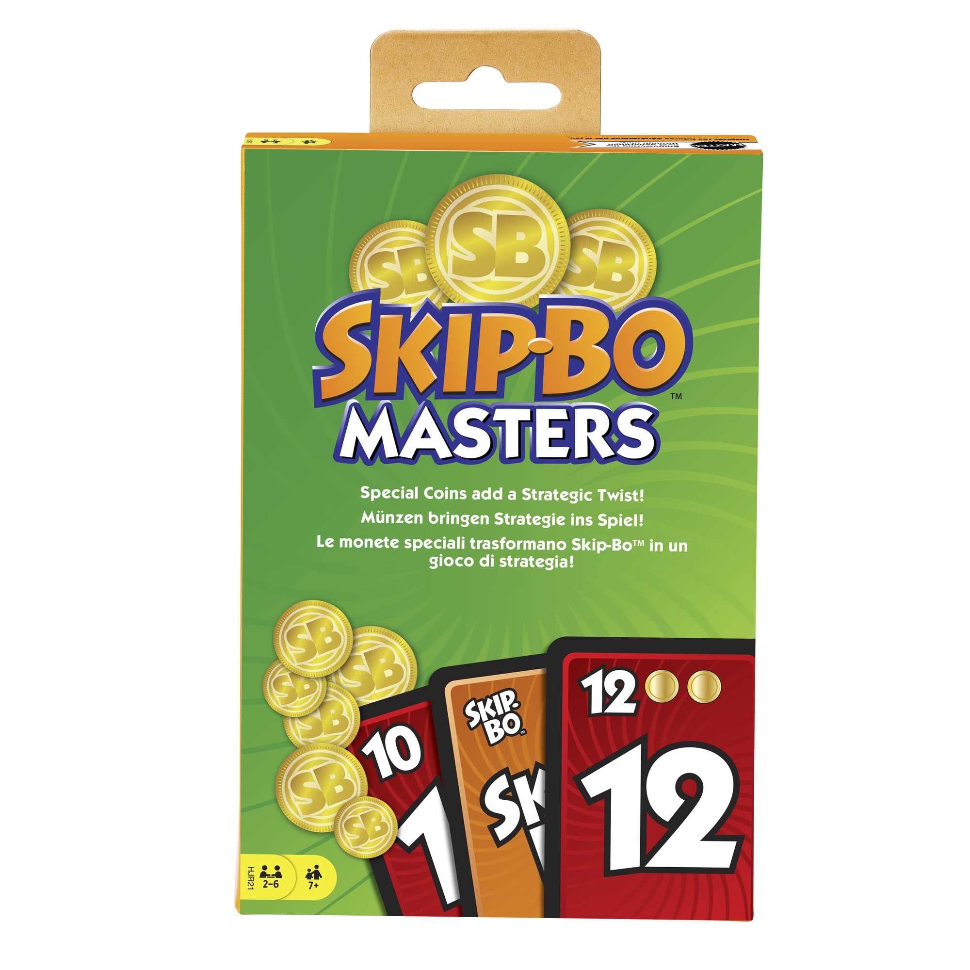Mattel Games HJR21 - Skip-BO Masters Kartenspiel für Familien, Reisen und Spieleabende, 2 bis 6 Spieler, Karten und Brettspiel ab 6 Jahren