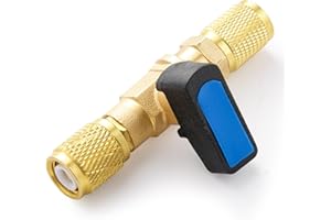 TIGBEAR 1/4 SAE Female HVAC Control Valve Air Conditioner Ball Valve, 1/4 SAE Female Thread Adapter for R410A R134A R12 R22 AC Charging Hoses Refrigerant Refrigerant Shut-Off Ball Adaper